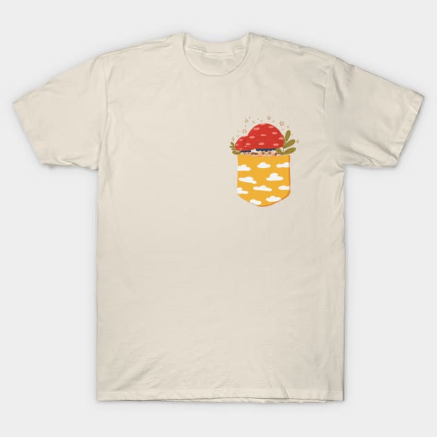 Pocket Mushrooms T-Shirt by awesomesaucebysandy